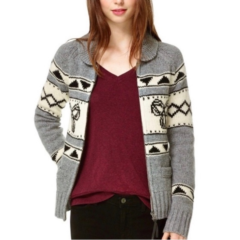 Aritzia TNA Sea to Sky 100% Lambswool Knit Sweater Cardigan Women’s Medium Grey